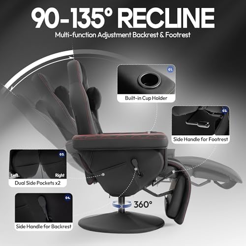 Dowinx Gaming Recliner Chair No Wheels with Footrest Shtasu Massage Lumbar
