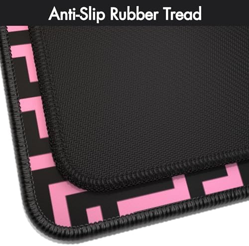 Gamer Boss - Gaming Mouse Pad - 48 x 24 Inches - 4mm Thick with Stitched Edges, Non-Slip Rubber Base, Premium Cloth Mousepad, Desk Mat for Laptop, Keyboard, Computer & PC (Mega, Pink Maze)