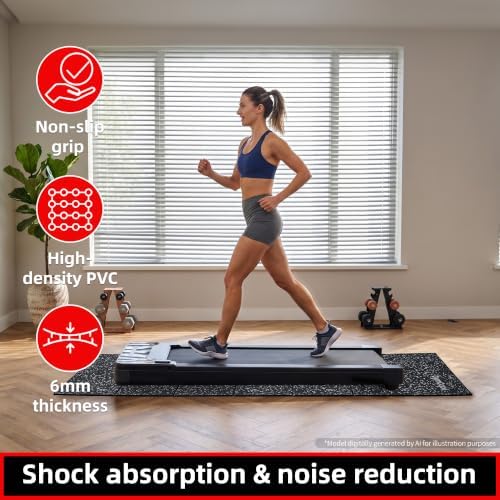 GymCope Foldable Treadmill Mat for Hardwood Floors Carpet, 6mm Exercise Mat