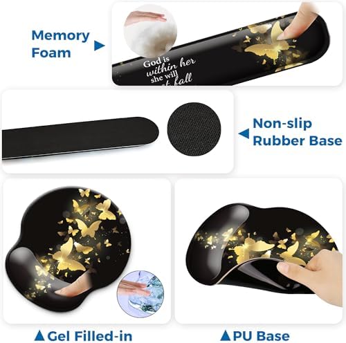 Mouse Pad and Keyboard Wrist Rest Support,Ergonomic Mouse Pad Set