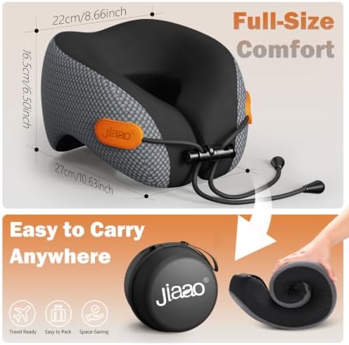 jiaao Travel Pillow,Airplane Neck Pillow with 360° Neck and Chin Support