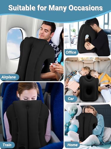 Maliton Inflatable Travel Pillow for Airplane (Black)
