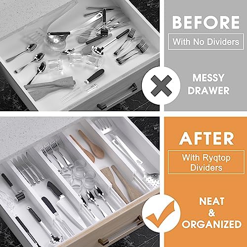 Bamboo Drawer Dividers, Adjustable Drawer Organizers, Fits 12.6–16" Drawers