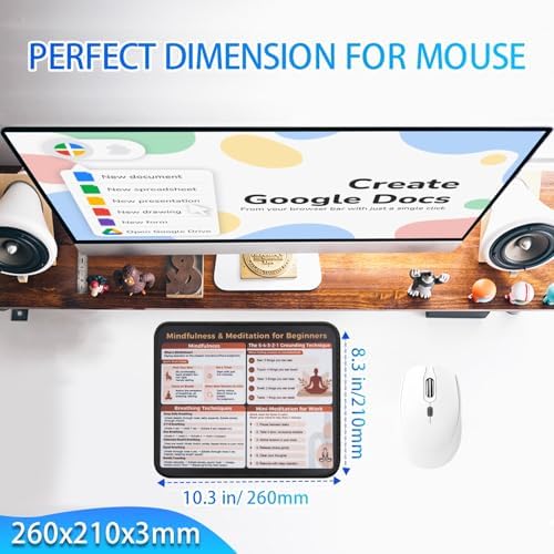 Mindfulness Meditation Mouse Pad, 5-4-3-2-1 Grounding Technique Desk Mat, Non-Slip Smooth Mousepad for Stress Relief Anxiety Relief