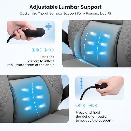 Big and Tall Office Chair for Heavy People, 500LBS Wide Seat Computer Desk Chair, Extra Large Executive Gaming Chair with Adjustable Lumbar Support and 5D Flip Arms, Comfy Heavy Duty Office Chair
