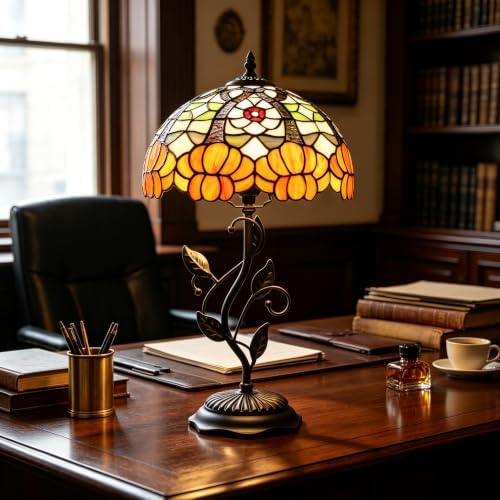 Tiffany Lamp Orange Blossom Stained Glass Table Lamp