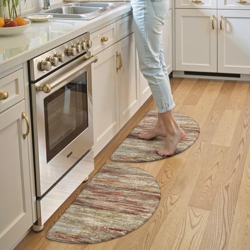 KIMODE Kitchen Mats Cushioned Anti Fatigue, Half Moon Abstract Kitchen Rugs