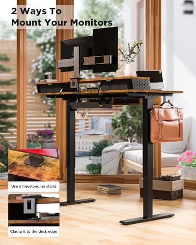 FiCiHi 55x24 Inch Electric Standing Desk, 4 Drawers, Adjustable Height Desk