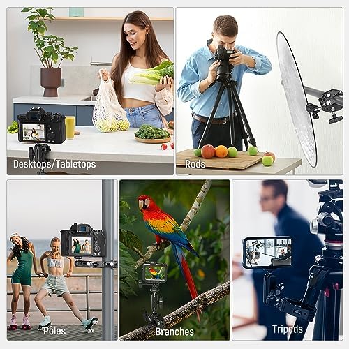NEEWER Super Clamp with 3" Dual Ballhead Magic Arm, Cold Shoe, ST83
