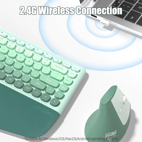 Wireless Keyboard and Mouse Combo, Ergonomic Design with Wrist Rest