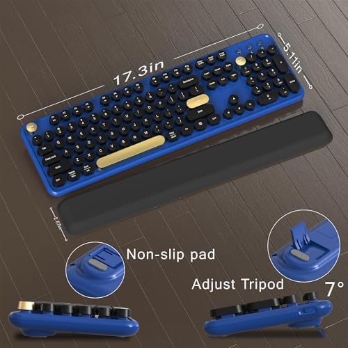 Colorful MPTOG Wireless Computer Keyboard and Mouse Combo (Black-Blue)