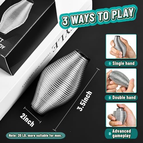 CHESLICR Metal Fidget Spring Toys, Adults 20LB Stainless Steel Stress Ball Cool Gadget Office Desk Silent ADHD Anxiety Relief Item Stocking Stuffer Gift for Teen Boy Men