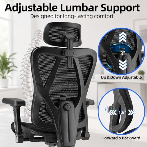 Ergonomic Office Chair, Full Mesh Desk Chair with 5D Armrests