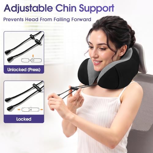 CloudBliss Neck Pillow for Airplanes, Memory Foam Travel Pillow, Black