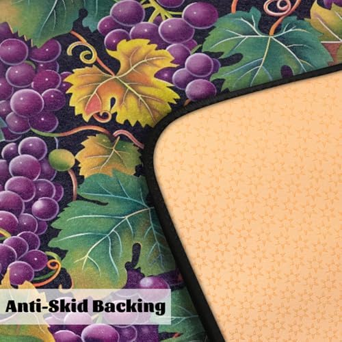 Kitchen Mats, Grape Print Kitchen Rugs, Cushioned Anti Fatigue Kitchen Mats, Non-Slip Standing Desk Mat, Absorbent Kitchen Rug for Floor, Kitchen, Office, Sink, 20"×39"