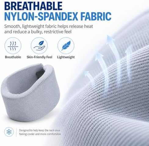 Neck Brace for Posture, Soft Cervical Collar for Sleeping, Working & Travel, Adjustable Breathable Nylon-Spandex Neck Support Brace for Women and Men