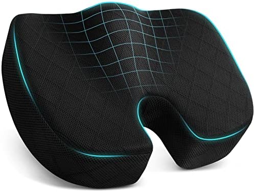 TushGuard Seat Cushion, Memory Foam Office Chair Cushion - Black, Large
