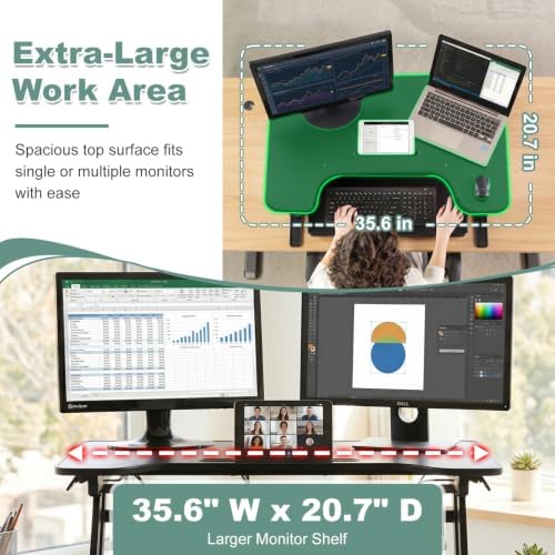 FDW 35 Inch Standing Desk Converter Computer Workstation Adjustable Height Desk Home Office Desk Sit Stand Desk Dual Laptop Monitor Riser (Black)