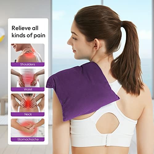 Microwave Heating Pad 8 * 12" Microwave Bean Bag Heating Pad for Neck and Shoulders, Moist Heat Pack Pillow Warm Compress for Knee, Muscles, Joints, Abdomen - Purple