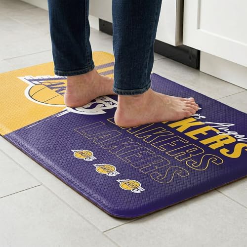 Northwest NBA Los Angeles Lakers Embossed Anti-Fatigue Mat, Cushioned Kitchen Floor Rug, Non-Slip PVC Standing Comfort, 18 x 30 in