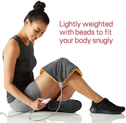 Sunbeam ConformHeat Heating Pad, 14" x 14", Lightly Weighted, Flexible Design, XpressHeat Technology, Machine-Washable, Pain Relief for Back, Shoulder, Neck, Grey, 1 Count (Pack of 4)