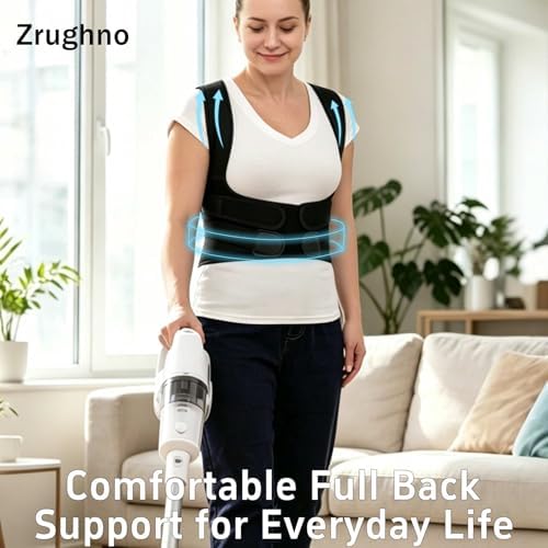 Posture Corrector for Women and Men Back Brace Shoulder Straightener Adjustable Straps Hunchback Support Upright Instant Upper Correction Trainer Straight Fixer Under Clothes (Black, Large)