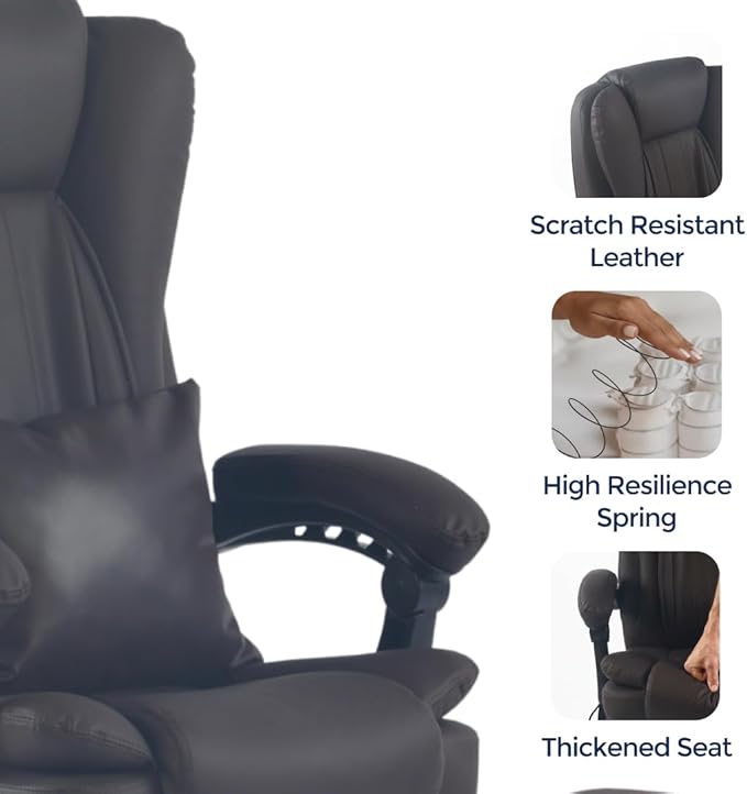 Orbis 4-Point Kneading Heated Massage Office Chair with Foot Rest | 500lbs Big & Tall Ergonomic Executive Desk Chair for Heavy People | Reclining Home Office Computer Chair | Dark Brown