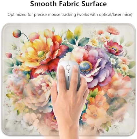 Vintage Watercolor Flower Bouquet Peony Mouse Pad, Retro Floral Desk Mat