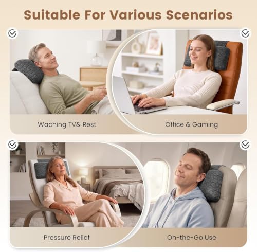 SUPA MODERN Adjustable Headrest Pillow for Recliner, Armchair & Sofa – Breathable, Non-Slip Shredded Memory Foam with Washable Cover for Neck Support & Pain Relief (Straps)