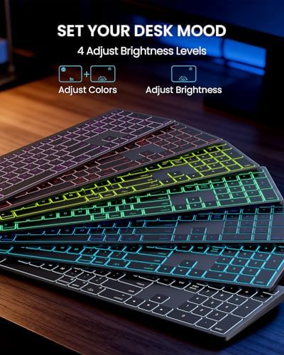 SABLUTE Bluetooth Keyboard and Mouse for Mac, Multi-Device, 7-Color Backlit
