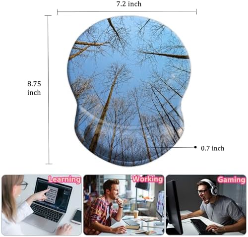Ergonomic Wrist Support Mouse Pad - Comfortable Computer Mouse Pad with Non-Slip PU Base for Home Office Working Gaming (Tree Forest)