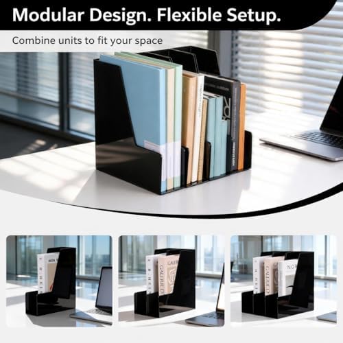 CiWiVOKi Vertical Magazine File Holder, 4 Pack, Black