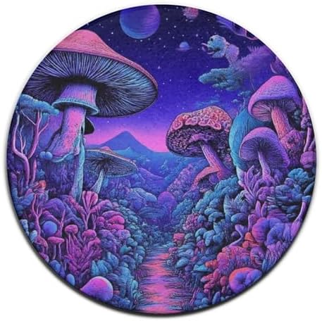 Large Round Area Rug Home Decor Modern Bathroom Rug Kitchen Office Circle Rug for Living Room Sofa Circle Cute Mat Magic Mushroom Mushrooms Scenery, 36inch