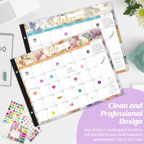 Large Desk Calendar 2027-2028,Jan 2027-Jun 2028,Gannyfer 18-Month Calendar