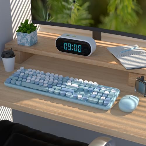 UBOTIE Colorful Wireless Keyboard and Mouse Combo (Blue-Colorful)