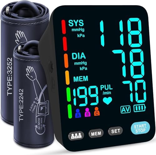 Automatic Upper Arm Blood Pressure Monitor, 3*199 Sets Memory, Black