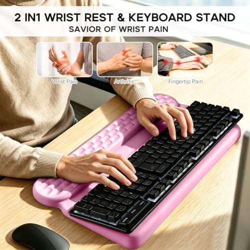 Wrist Rest with Keyboard Stand, Ergonomic Memory Foam Wrist Support