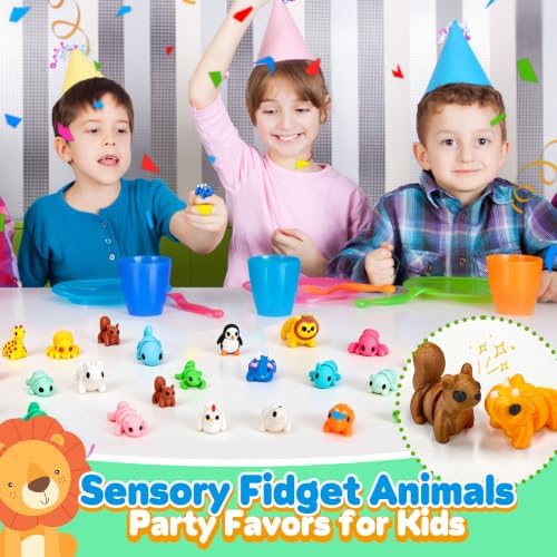 30Pcs 3D Printed Animals Set for Kids, Mini Little Animals Figures for Party Favors Gifts Pocket Fidget Toys Bulk, Goodie Bag Stuffers Classroom Birthdays Rewards for Toddlers Desk Office Pet Decor