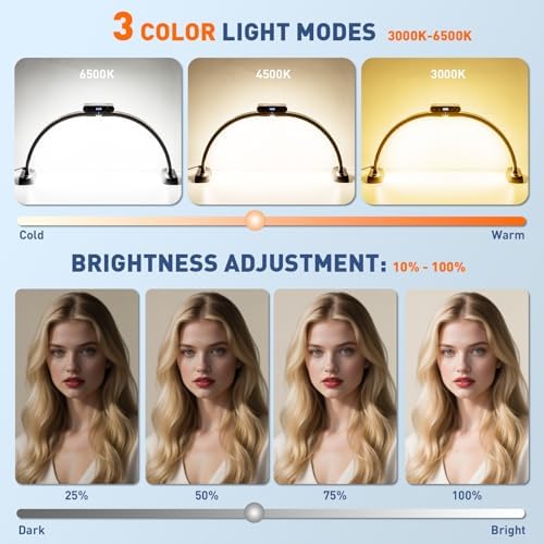 KIRKAS Half Moon Light for Nail Desk, 24in Foldable Nail Lamp for Desk