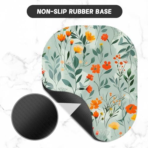 Small Mouse Pad, 6 x 7 Inch, Oval Mini Mouse Pad with Non-Slip Rubber Base for Laptop Wireless Mouse Keyboard Tray Mousepad, Colorful Flowers and Plants