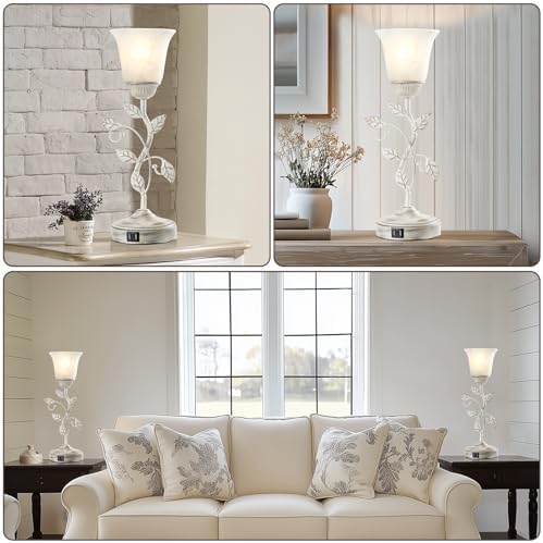Set of 2 Rustic Touch Table Lamps for Bedroom 2 USB C+A
