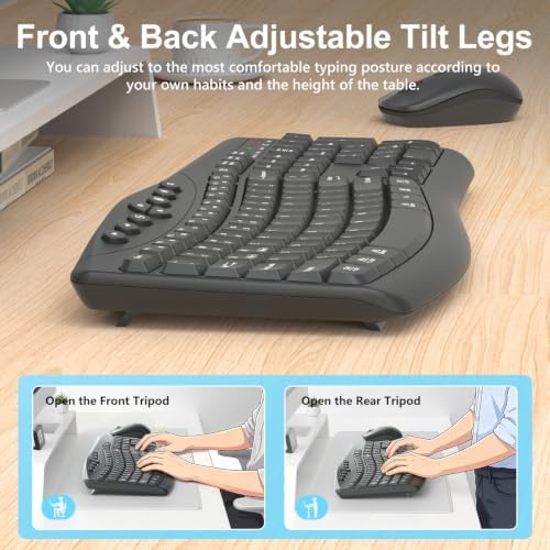 Wireless Keyboard and Mouse Combo, Quiet Ergonomic Curved Keys(Graphite)