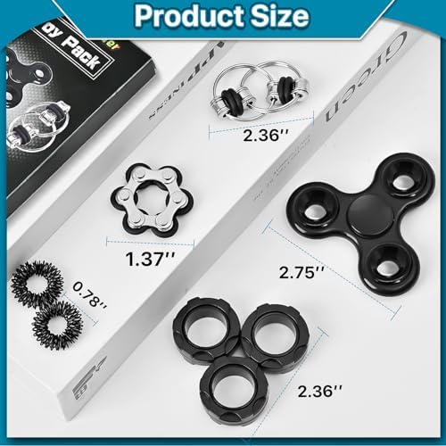 Fidget Toys Adults Pack Metal Fidgets for Classroom Cool Gadget Desk Toys for Teens Figette Spinner Figits Ring ADHD Autism Must Have for Teen Boy Stress Anxiety Relief Toy Christmas Stocking Stuffers