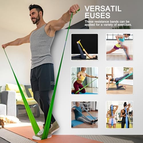 5-Piece Resistance Bands Set, 5.9 ft, Latex-Free for Exercise and Therapy