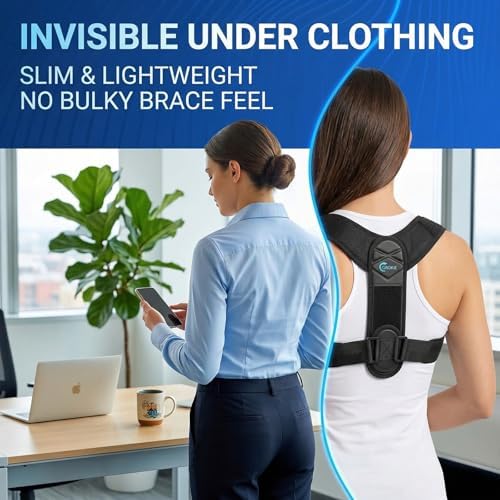 Posture Corrector for Women and Men - Back Brace for Rounded Shoulders & Upper Back Support - Breathable Shoulder Brace for Computer Work&Desk Job,Invisible Under Clothes, Large(Chest Size 33-50")