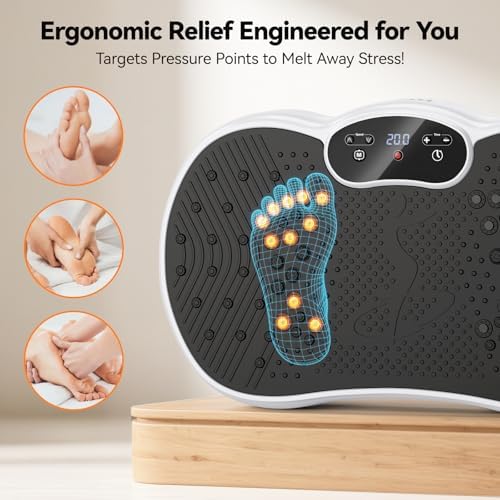 HTM Vibration Plate Exercise Machine, 9 Modes & 120 Speeds, Body Shake Plate with Resistance Bands Slot & Remote Control, Shake Board for Weight Loss Fat Burner Home Fitness Workout