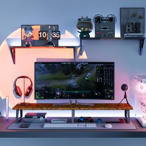 TEAMIX 42 inch Large Dual Monitor Stand Riser,TV Riser,Desk Shelf Organizer