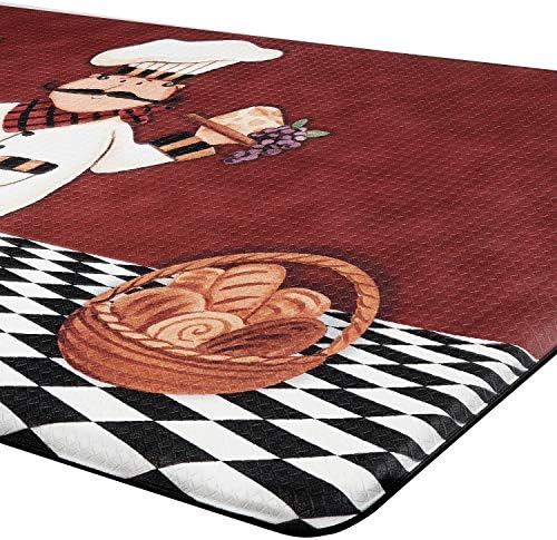 PowerSellerUSA Printed Anti Fatigue Mat, Non Slip Printed Textured Comfort Standing Floor Mats for Living, Dining Room, Bedroom, Kitchen, Office, Work (18x30 in., Cute Kitchen Chef)