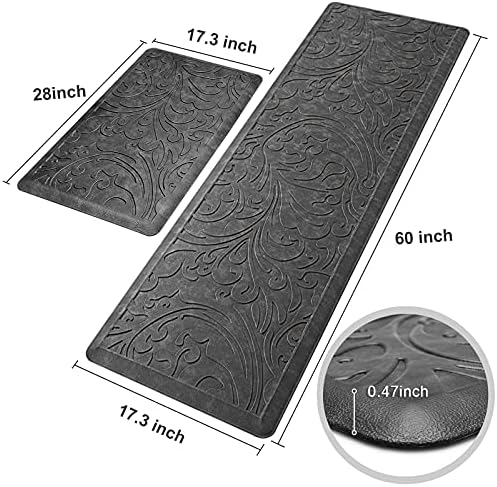 KMAT 2PCS Kitchen Mat Cushioned Anti-Fatigue Comfort Standing Mat Rug