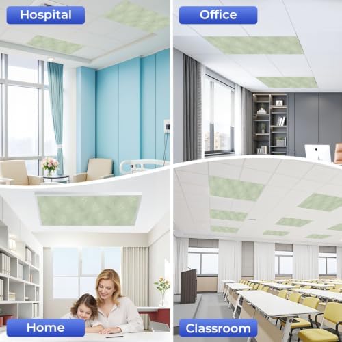 4 Pcs Fluorescent Light Covers for Ceiling Lights Botanical floral leaves Magnetic Light Filters Decorative for Classroom Office Hospital Home 4x2 Ft
